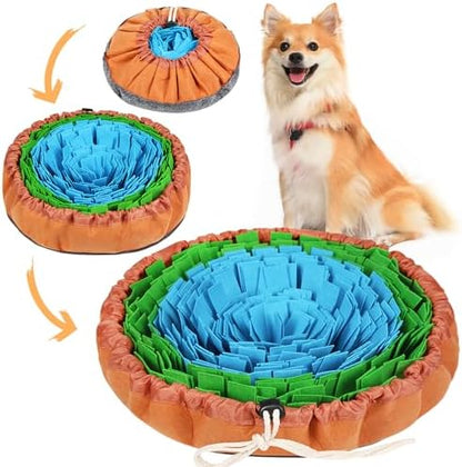 Vivifying Snuffle Mat for Dogs, Adjustable Treats Feeding Mat for Slow Eating and Keep Busy, Interactive Dog Puzzle Toys Encourages Natural Foraging Skills and Smell Training (Blue Green) by Vivifying