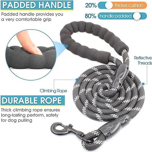 3 Dog Leash No Tangle, Heavy Duty Multiple Dog Lead Shock Absorbing Bungee with Padded Handle Removable Pet Traction Walking Rope for Medium Large Dogs (25-180 Lbs) - Image 5