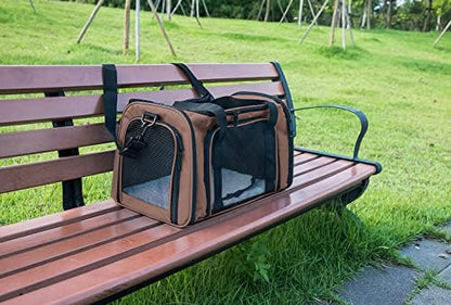 Soft Sided Carrier for Small Medium Cats Dogs,TSA Airline Approved Collapsible Travel Pet Carrier (Medium, Brown) - Image 5