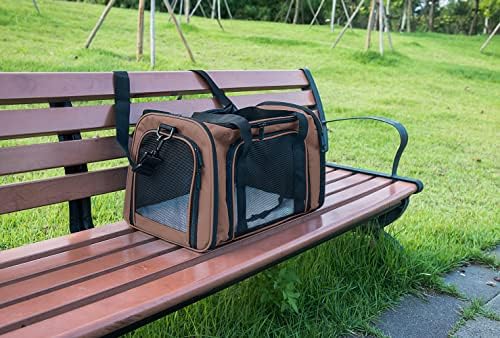 Soft Sided Carrier for Small Medium Cats Dogs,Removable Pad Collapsible Travel Pet Carrier Large Brown - Image 5
