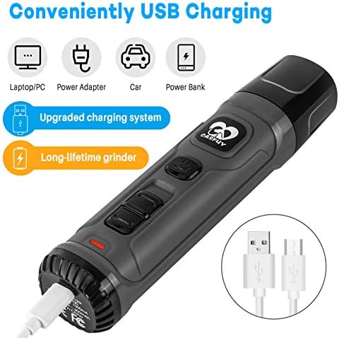 Casfuy Dog Nail Grinder with 2 LED Light - New Version 2-Speed Powerful Electric Pet Nail Trimmer Professional Quiet Painless Paws Grooming & Smoothing for Small Medium Large Dogs and Cats (Grey) - Image 7