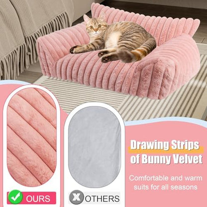 Dog Beds for Small Dogs,Cat Dog Couch Bed for Indoor Cats, Dog Sofa,M,Pink - Image 4
