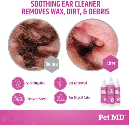 Pet MD Otic Ear Solution for Dogs & Cats - Sweet Pea & Vanilla Scent - 8oz - Image 2