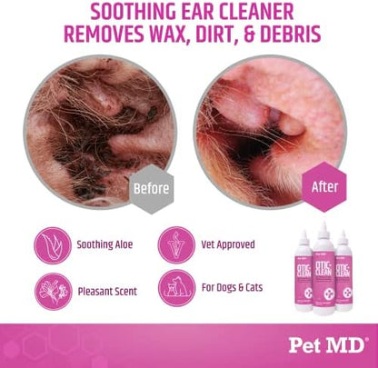 Pet MD Otic Ear Solution for Dogs & Cats - Sweet Pea & Vanilla Scent - 8oz - Image 2