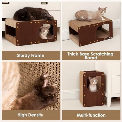 EHEYCIGA Cardboard Cat Scratcher House, 23-Inch Cat Scratch pad, Dark Brown - Image 5
