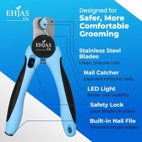 Professional Dog Nail Clippers with Nail Trapper, LED Light, Extra Sharp Blade for Thick Nails, Safety Guard, Safety Lock & Nail File, Pet Nail Trimmer for Small, Medium & Large Dogs & Cats - Image 5