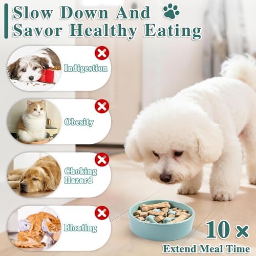 Ceramic Slow Feeder Dog Bowls, 0.6 Cups Dog Food Dish for Small Breed - Image 5