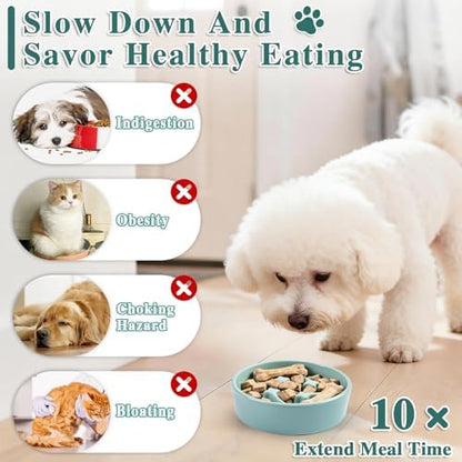 Ceramic Slow Feeder Dog Bowls, 0.6 Cups Dog Food Dish for Small Breed - Image 5