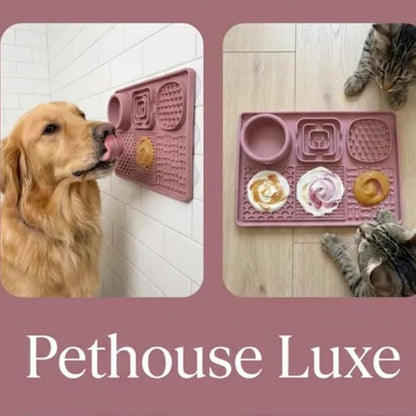 Silicone Dog & Cat Lick Mat with Strong Suction Cups – Anxiety Relief, Slow Feeder, Enrichment Toy for Bath & Grooming (Pink)