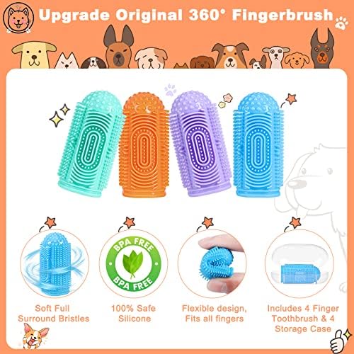 Dog Toothbrush Finger Toothbrush Dogs Tooth Brushing Kit 4Pack Dogs Finger Toothbrushes for Dog Teeth Cleaning& Dental Care Doges Tooth Brush Pet Toothbrush - Image 2