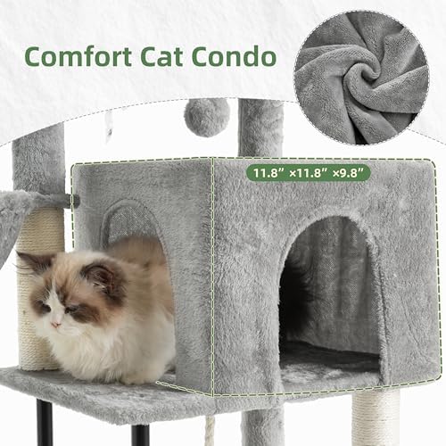 Gitelsnour Cat Tree, 43.3'' Cat Tower with Hammock for Kittens GCT004SW - Image 3