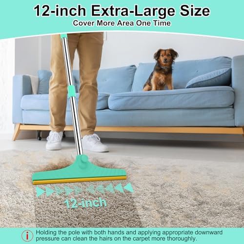 58" Adjustable Long Handle Carpet Rake - Carpet Rake for Pet Hair Removal,Reusable Pet Hair Removal Tool, Cat Dog Hairs Carpet Broom Rakes - Image 5