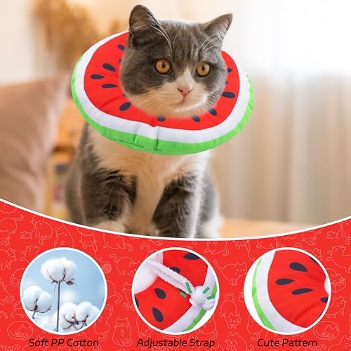 Seyezo Cat Cone Collar Soft, Adjustable Cat Recovery Cone, Watermelon, M - Image 3