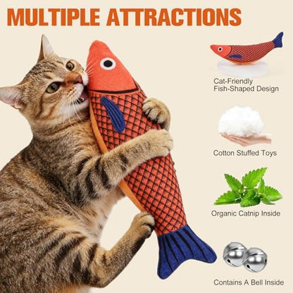 Catnip Toys for Cats Indoor, Cat Kicker Toy 3 Pack Plush Fish with Crinkle Sound, Interactive Kitten Toys for Boredom Relief, Soft Durable Cat Chew Toys for Indoor Cats and Kittens - Image 3