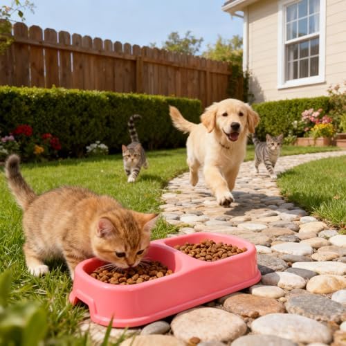 12 Pieces Plastic Double Cat Bowls, Dog Food Water Bowl Set - Image 7