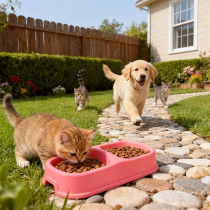 12 Pieces Plastic Double Cat Bowls, Dog Food Water Bowl Set - Image 7