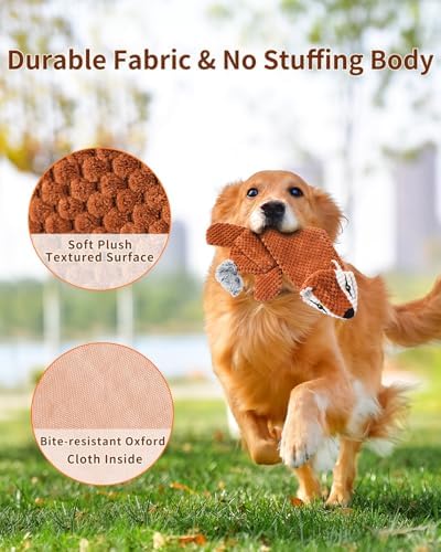 Dog Toys, Squeaky Plush No Stuffing Crinkle Dog Toy for Small Medium Large Dogs, [3 Pack] Interactive Puppy Teething Water Bottle Dog Chew Toy - Image 4