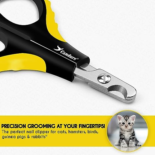 Candure Cat Nail Clipper Stainless Steel Cat Claw Trimmers for Rabbits, Guinea Pigs, Birds, Puppies, Kittens and Small Animals Pet Nail Clipper for Professional and Home Use (Yellow) - Image 2