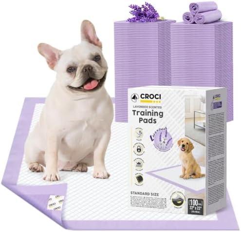 CROCI Puppy Pads with Adhesive Tabs Leak Proof Lavender Scent 22x22in 100Ct by CROCI