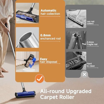 Pet Hair Remover for Carpet, Carpet Sweeper with Dust Container - Image 6