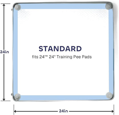 Silicone Pee Pad Holder for Dogs Fits Up to 24" x 24" Small Training Pads Leak-Proof Non-Slip Puppy Pee Pad Holder with Fixed Buttons Portable Easy to Clean