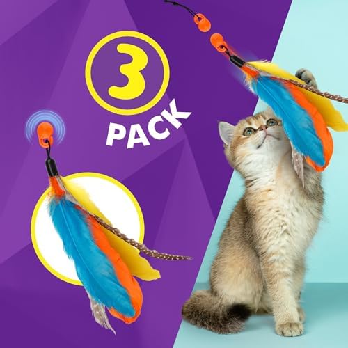 Cat Amazing Snatch Feathers Replacement Pack - 3 Magnetic Feather Attachments for The Snatch Magnetic Wand - Cat Toy Feathers – Cats Can Really Catch! - Image 5