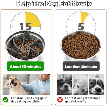 Elevated Dog Bowls for Large Dogs with Slow Feeder, 2 Stainless Steel Dog Bowls -101oz, 16.5" Tall Raised Dog Food Water Bowl Stand for Large Breed, Extra Large Dogs - Image 5