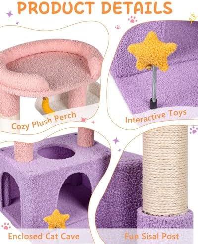 Small Cat Tree, Compact 30" Cat Tower for Indoor Kittens - Image 3