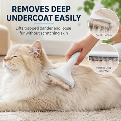 Pet Shedding Comb - Safe ABS Material Deshedding Brush, V-Shaped 1mm Close Teeth, Gentle on Skin, Effortlessly Removes Loose Undercoat & Prevents Matting, Suitable for All Fur Types - Image 4