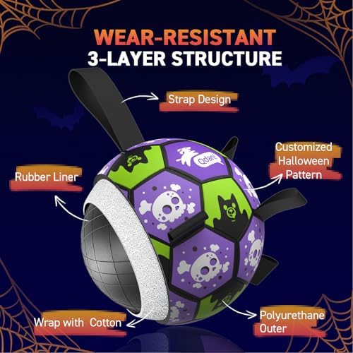 QDAN Halloween Dog Toys Balls with Straps, 8 Inch Large Dog Herding Balls - Image 7