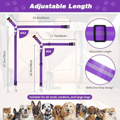 BWOGUE 2 Pack Dog Seat Belt for Car, Elastic Headrest Restraint - Image 2