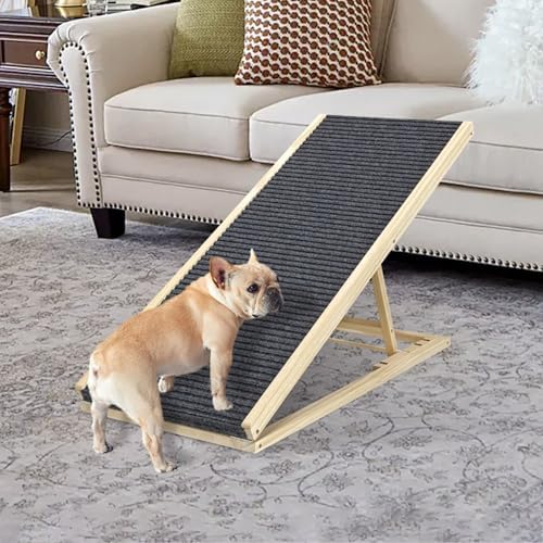 Dog Ramp for Bed,Pet Ramp for Small Dogs to Get on Bed,Couch,Car, Non-Slip Rubber Surface,16" Wide Hold up to 80lb, Adjustable Foldable Dog Ramp (Natural,16" Wide) by Criebeo