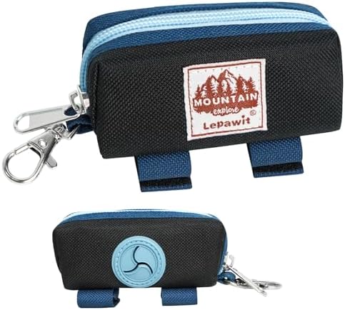 Dog Poop Bag Holder for Leash, Large-Capacity Canvas Pouch, Black by Lepawit