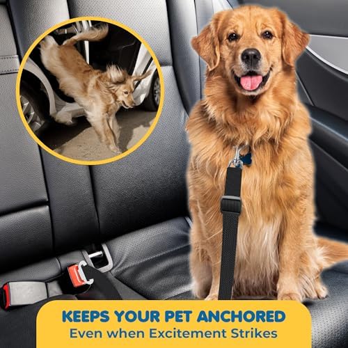 SunGrow Dog Seatbelt & Leash, Universal Vehicle Seatbelt Harness for Car Headrest, Pet Travel Essential, Adjustable Lead, Black Nylon, 19”-31” & 14-19” x 17-30”, 2 Pcs. Per Pack - Image 4