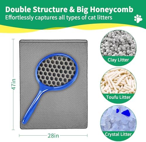 GRELY Cat Litter Mat,XL47''X 28'' Extra Large Litter Trapping Mat Kitty Rug - Image 3