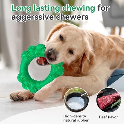 Indestructible Dog Chew Toys for Aggressive Chewers, Super Dog Chewer Toys for Medium Large Dogs, Interactive Dogs Ring Toy, Heavy Duty Teething Toys - Image 3