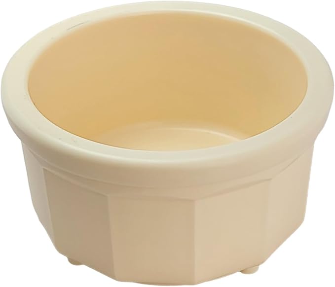 Pet Crock Bowl – Thick Durable Plastic Non-Tip Food & Water Dish for Dogs, Cats & Small Animals - 3.5 Inch Diameter - Indoor/Outdoor – Chew Resistant, Easy Clean (Beige, Tiny 4oz)