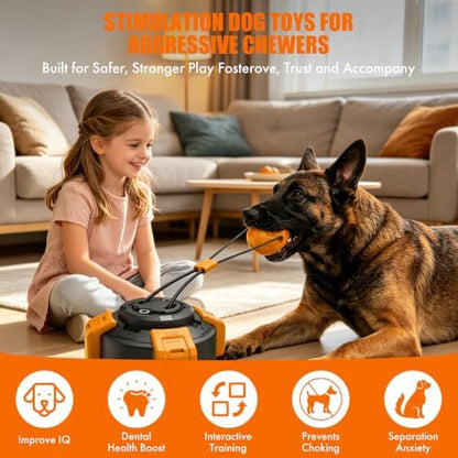 Suction Cup Dog Tug of War Toy for Aggressive Chewers, Interactive Self Play Chew, Puppy Teething Enrichment Puzzle for Mental Stimulation, Dogs Indoor Outdoor (Yellow) - Image 7