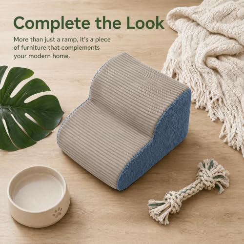 2-Step Foam Dog Stairs for Bed & Couch, 12" H, Grey, - Image 3