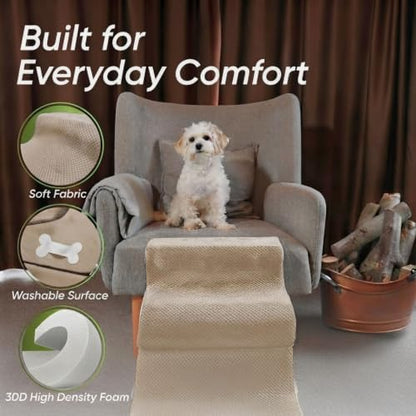 Dog Stairs for Bed & Couch – 2-in-1 Foldable Dog Stairs and Ramp (Beige) - Image 4