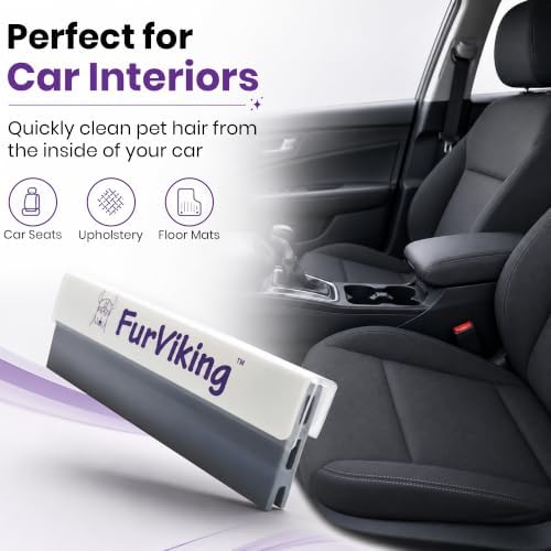 FurViking Pet Hair Remover 3.7” – Dog & Cat Hair Remover for Car, Couch, Carpet, Bed & Furniture – Reusable Dual-Blade Fur Scraper for Fabrics, Upholstery & Auto Interior - Image 2