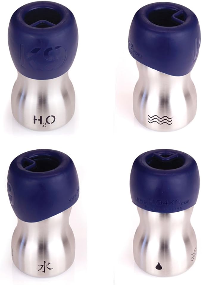 H2O4K9 Stainless Steel Dog Water Bottle and Travel Bowl, Small, 270 ml, Deep Navy