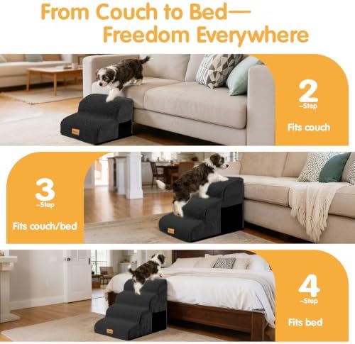 Topmart High Density Foam Dog Steps 4 Tiers, Extra Wide Deep Pet Steps - Image 7