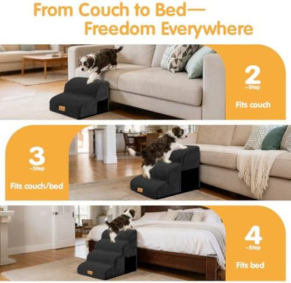 Topmart High Density Foam Dog Steps 4 Tiers, Extra Wide Deep Pet Steps - Image 7