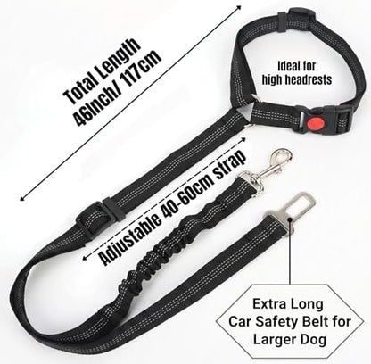 Heavy Duty Dog Seat Belt, 2-in-1 Chew Proof Car Harness with Bungee Tether - Image 2