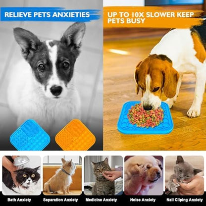 2 PCS Lick Mat for Dogs, Slow Feeder Licking Mat, Anxiety Relief Lick Pad with Suction Cups for Peanut Butter Food Treats Yogurt, Pets Bathing Grooming Training Calming Dog Bowl Mat - Image 4