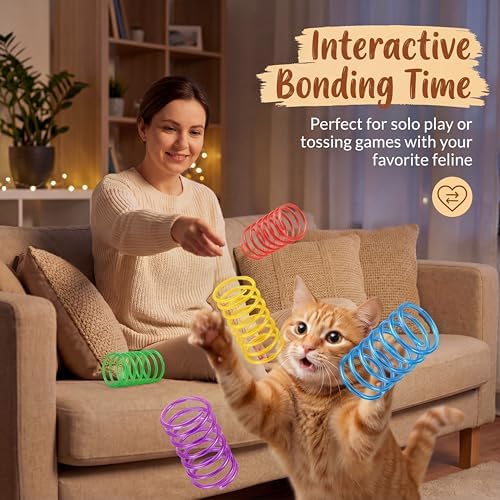 Fashion's Talk 12 Colors Cat Spring Toys Colorful Plastic Springs for Indoor Cats Kittens Interactive Swat, Bite & Hunt Play - Image 5