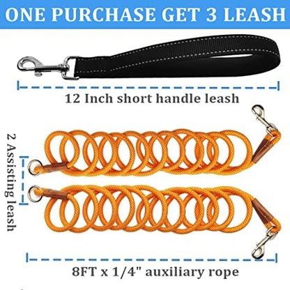 8 FT Double Dog Leash, 1/4" Rope Dual Lead, 2 Way Dog Leash - Image 4