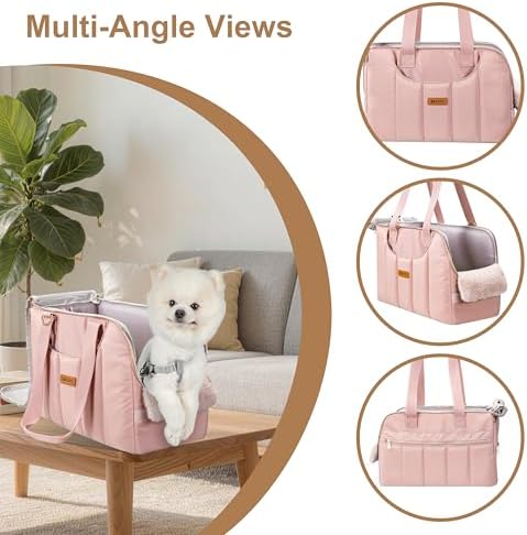 Dog Purse Carrier for Small Dogs Cats Rabbits Up to 12lbs, Lightweight Pet Sling Carriers with Crossbody Strap, Portable Puppy Soft Sided Tote Bag Carrier for Vet,Hiking,Travel Pink - Image 4