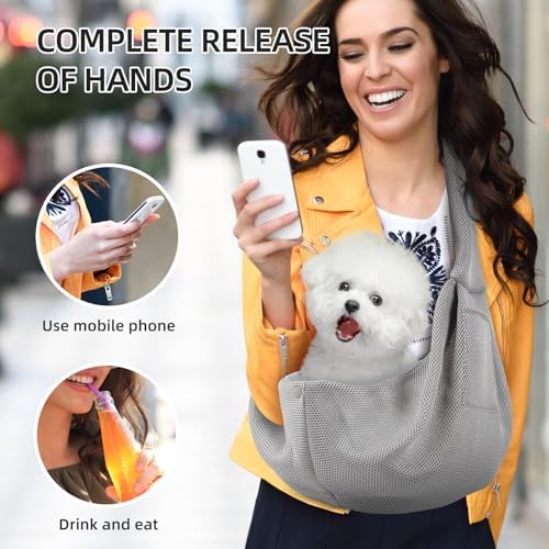 Dog and Cats Carrier Sling, Breathable Puppy Small Pet Carrier with Pocke - Image 5